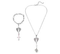 WEBEEDY 2 estilos de dijes de ángel para coche, diseño de ángel de la guarda y cruz para espejo retrovisor de coche, regalos cristianos de la Biblia, adornos de espejo retrovisor para mujeres y