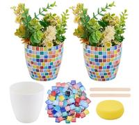 WEBEEDY 2 juegos de jarrones para hacer mosaicos, kit de mosaico de flores pequeñas para adultos principiantes, kit de mosaico de vidrio colorido, kit para hacer tu propio juego de jarrón para plantas
