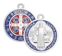 WEBEEDY 2 medallas de cruz de San Benito, 8 cm, colgante de bendición cristiana, colgante para puerta, pared o escritorio, decoración para colgar en el coche, joyería católica hecha a mano