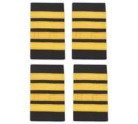 WEBEEDY 2 pares de barras de uniforme profesional, charreteras de piloto de aerolínea, cuatro barras de hombro con rayas de metal dorado, camisas de capitán aviadores, deslizadores, accesorios