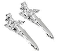 WEBEEDY 2 pinzas de corbata plateadas para hombre, diseño de espada única, de cobre, para trajes de boda, reuniones de negocios, aniversario, Acción de Gracias, Navidad, regalo de joyería