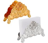 WEBEEDY 2 servilleteros de metal vintage para servilletas de papel floral, soporte organizador de papel, soporte para centro de mesa, decoración del hogar, dorado/plata, 13,3 x 4 x 8,7 cm