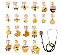 WEBEEDY 20 estilos de dijes de estetoscopio de abeja para enfermera, margaritas de girasol, accesorios elegantes para estetoscopio, accesorios para médicos, enfermeras, trabajadores médicos