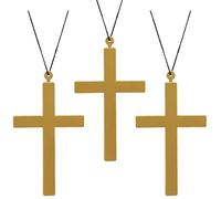 WEBEEDY 3 crucifijo gigante de plástico dorado para colgar en la pared, 12 x 17 cm