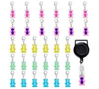 WEBEEDY 30 dijes de oso X Ray con colgante de animal con garra de langosta, 5 colores, llavero de enfermera, decoración para RN, escuela de enfermería, hospital, enfermera, semana, Navidad, decoración