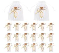 WEBEEDY - 30 frascos de agua bendita de cristal, 25 ml/0,8 oz con tapón de corcho, 30 colgantes de cruz, 30 bolsas de organza, pegatina de cruz, cuerda para los favores del bautismo