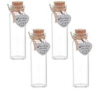 WEBEEDY 4 botellas conmemorativas de pelo de mascotas, frasco de vidrio con corchos para cenizas o cabello, mini botella de recuerdo transparente con colgante de corazón, recuerdo de perro o gato