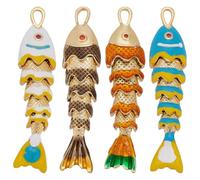 WEBEEDY 4 estilos de dijes de peces para hacer joyas, chapado en oro, peces 3D, cobre, animales marinos, peces de la suerte, para manualidades, pulseras de verano, collares, aretes, llaveros, regalo