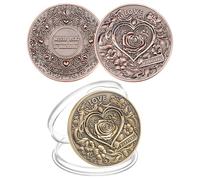 WEBEEDY 4 monedas del amor Love Rose Collection Challenge Coin 2 colores antiguas conmemorativas monedas de metal doble cara bolsa Love Coin regalo del día de San Valentín (4 x 4 x 0,3 cm), Acero