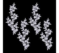 WEBEEDY 4 parches para planchar con flores de encaje, color blanco, parches bordados de costura, adornos para vestidos, vestidos de boda, bricolaje, accesorios de manualidades