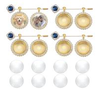 WEBEEDY 4 Set Gold Bridal Ramo de Novia Charm Pin Boda Ramo de Novia Colgante Foto Colgante Algo Azul Regalo Azul Piedras Preciosas Ramo Clip para Novia Novio Memoria de Boda Decoración de Navidad