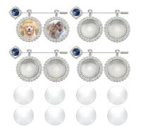 WEBEEDY 4 Set Plata Ramo de Novia Charm Pin Algo Azul Regalo de Boda para la Novia de la Madre Ramo de Boda Colgante FotoColgante Azul Ramo de Piedras Preciosas Clip para Novia y Novio Boda
