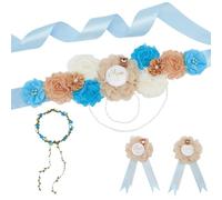 WEBEEDY 4 uds. Flores oso de peluche mamá para ser banda para decoraciones de ducha con mamá y ser papá broches corona de flores azules accesorios accesorios recuerdo azul azul