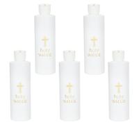 WEBEEDY 5 Piezas Botellas de Agua bendita 250 ml/8 oz con Cruz de plástico Dorado Botella de Agua bendita para Suministros de Iglesia hogar y Viaje(Botellas vacías)