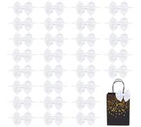 WEBEEDY 50 lazos blancos para envolver regalos, lazos de satén para manualidades, bolsas de pasteles, lazos preatados para fiestas, bodas, Navidad, cumpleaños, vacaciones, decoración del hogar