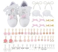 WEBEEDY 58 piezas de abalorios para zapatos de zapatillas de deporte, pajarita mariposa luna estrella encantos decoración de zapatos para mujeres sombreros bolsa de baloncesto encanto zapatos joyería