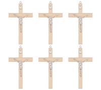 WEBEEDY 6 piezas Crucifijo de Cruces de Madera Dije de Cruz de Pared de Jesús Cristiano de Madera Pequeña, 12 cm / 4.7 pulgadas