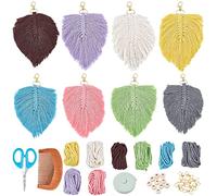 WEBEEDY 8 Juegos de Kits de Llavero de macramé Kits de macramé de Bricolaje para Principiantes Kits de Manualidades para Adultos Kit Inicio macramé Suministros de macramé Llavero monederos encantos