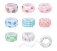 WEBEEDY 8 rollos de cinta adhesiva para coser a mano de 1 pulgada de ancho, de algodón, colorido, autoadhesiva, protector de dedos con corazones, estrellas, huellas de lunares, a cuadros para