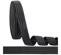 WEBEEDY Cinta elástica de silicona de 15 yardas para ropa, 3 cm de ancho, correas elásticas antideslizantes negras con 4 rayas de silicona para costura, cinta elástica para ropa, manualidades