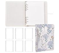 WEBEEDY Cuaderno A5 con bordado de flores, 15 x 21 cm, recargable, tapa dura, cuaderno diario con sobre floral, 90 papeles en blanco, 6 bolsillos con cremallera para mujeres, planificador, carpeta