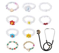 WEBEEDY Dijes de estetoscopio con diseño de corazón y flor para enfermera, dije de identificación de amor personalizado para médicos, enfermeras, trabajadores médicos, estudiantes de enfermería