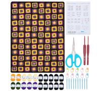 WEBEEDY Juego básico de mantas cuadradas de ganchillo para principiantes, kit completo de ganchillo de bricolaje con instrucciones paso a paso en video para adultos, manta de ganchillo para tejer, 70
