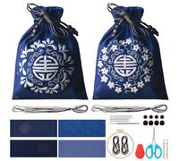 WEBEEDY Juego de 2 bolsas de cordón para bordar, kit de bordado Sashiko para principiantes, incluye agujas de hilo Sashiko, aro de tela e instrucciones (idioma español no garantizado), kits de bolsa