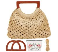 WEBEEDY Juego de bolsos de macramé DIY para adultos principiantes boho bolsos con video instrucciones de 3 mm cuerda de macramé mango de madera bolsa hecha a mano para el día de San Valentín