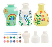 WEBEEDY Juego de Pintura de Cerámica de 3 Estilos para Jarrones y Macetas - DIY Artes y Manualidades para Principiantes - Proyectos de Pintar Tu Propia Maceta Sin Pintar