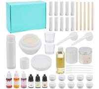 WEBEEDY Kit de bálsamo labial DIY, 53 unidades, humedad natural para adultos, kit de creación de brillo de labios con cera de abejas, manteca de karité, aceite esencial, tubos de bálsamo labial vacíos