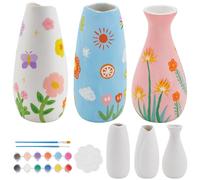 WEBEEDY Kit de pintura de cerámica de 3 tamaños, pinta tu propio jarrón de cerámica, proyecto de manualidades para adultos, principiantes, jarrón de porcelana, kit de decoración para escritorio,