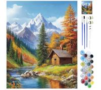 WEBEEDY - Kit de pintura por números, paisaje de montaña para adultos, principiantes, pintura de paisaje natural sobre lienzo, kits de pintura completos para decoración interior, 40 x 50 cm