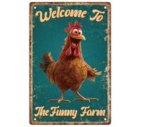 WEBEEDY Letrero de gallinero para granja, divertido letrero de metal de estaño de granja, póster de hojalata para decoración de pared, patio, cafetería, decoración de pared, 20 x 30 cm