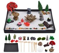 WEBEEDY Mini kit de jardín de arena zen japonesa para decoración de escritorio, hermosa caja de arena japonesa, juego de regalo de meditación, mini jardín zen para oficina en casa, regalo calmante y