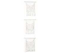 WEBEEDY Organizador de puerta de Macramé Beige Organizador colgante con varilla de madera de una sola planta, red de pared Boho para decoración de dormitorio, elementos esenciales de baño, Acción de