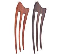 WEBEEDY Palillos de madera para el pelo de 2 colores, 3 puntas, horquilla de madera para moños, hechos a mano, palillos chinos simples de sándalo para mujer, accesorios para el cabello largo, 15,5 x 4