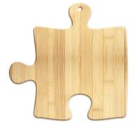 WEBEEDY Puzzle en forma de tabla de cortar de madera de bambú para la cocina, bandeja de servir decorativa de madera, tabla de cortar para queso, frutas, carne, regalo de inauguración de la casa, 34 x