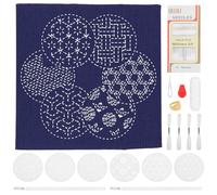 WEBEEDY Sashiko Kit de manteles de mesa DIY con motivos tradicionales de bordado japonés Sashiko, Manteles de tela de artesanía artística con instrucciones para decoración de mesa