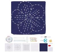 WEBEEDY Sashiko Kit DIY 10 juegos de posavasos Sashiko Kit de punto de cruz tradicional japonés Kit de bordado Kit de costura con accesorios de costura completos