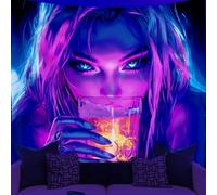 WEBEEDY - Tapiz de anime para niña, fresco, luz negra, para dormitorio, tapiz, estética, reactiva a los rayos UV, brillo en la oscuridad, decoración de fondo de fiesta para dormitorio o salón (150 x