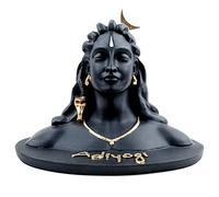 WebelKart Nuevo ídolo de poliresina de color negro mate Adiyogi Shiva para decoración del hogar, regalo y puja, estatua del tablero de instrumentos del coche (4.5 pulgadas)