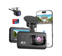 WeBeqer Dashcam 4K/1080P,WiFi Dash CAM Coche,Tarjeta 64GB,Visión Nocturna,G-Sensor,Grabación en Bucle,Asistente de Marcha atrás,170°+140°Gran Angular,IPS de 3 Pulgadas,Modo Parking 24H