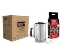 Weber 17631 - Set Chimenea 2 kg de Briquetas + 6 Pastillas de Encendido Blancas, Acero Inoxidable