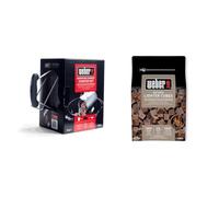 Weber 17631 - Set Chimenea con briquetas Encendido Blancas, INOX, 2 kg / 6 Pastillas + 17612 - Bolsa de 48 Pastillas de Encendido marrón