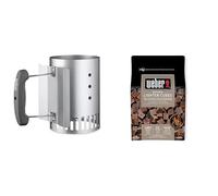 Weber 7447 - Chimenea de Encendido compacta Rapidfire, a Carbón, de Aluminio, Metálico & 17612 - Bolsa de 48 Pastillas de Encendido marrón