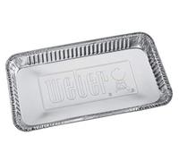 Weber Bandejas de goteo XL (42 x 21 x 4 cm), de aluminio, 5 unidades, para barbaccoas de carbón de Ø 57cm o más, , para Recoger Jugos, Ideal para la Cocción Indirecta, Barbacoa - Plata (6454)