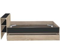Weber Cama con cajones y almacenaje, 140x190 cm, madera clara y efecto negro