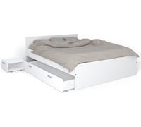 Weber Cama con un cajón y una mesilla de noche, blanca, 160x200 cm