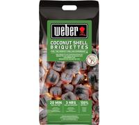Weber Carbón de cáscaras de Coco (Saco de 4kg), potente, para brasas largas y constantes, ideal para una barbcoa prolongada, 100% Natural ((18401)